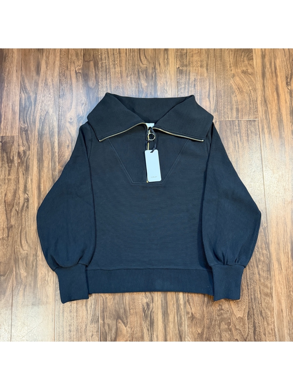 Varley Vine Half Zip Sweatshirt Ottoman Rib Black Medium M NWT Pullover